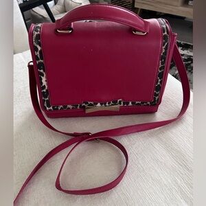 Betsy Johnson RARE red and leopard print Cross body bag